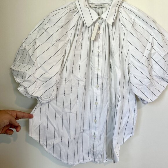 NWT Madewell Shirred Bubble-Sleeve Button-Up Shirt - Size: Medium - Picture 6 of 16